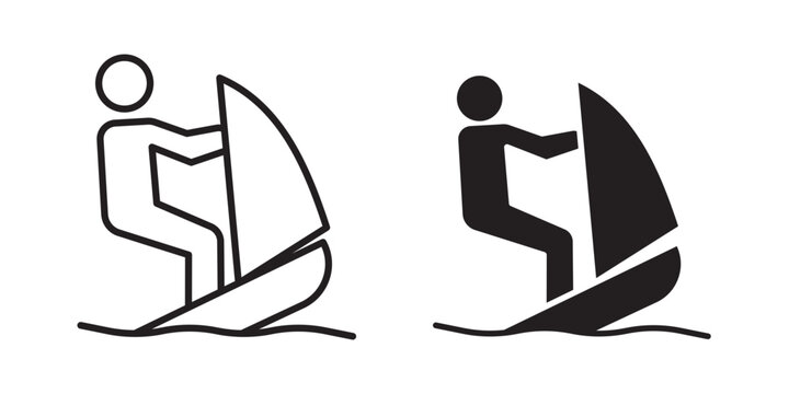 Windsurf icon flat outline in black