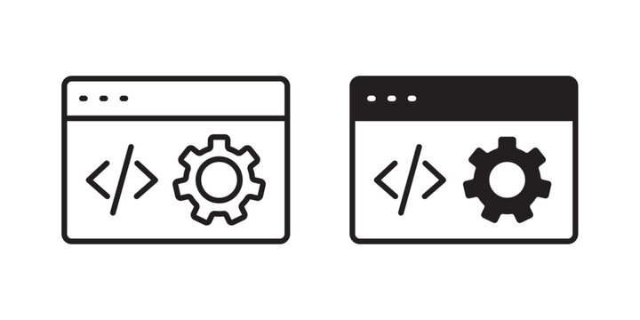 Web development icon flat outline in black