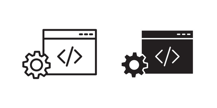 Web development icon flat outline in black
