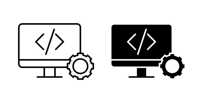 Web development icon flat outline in black