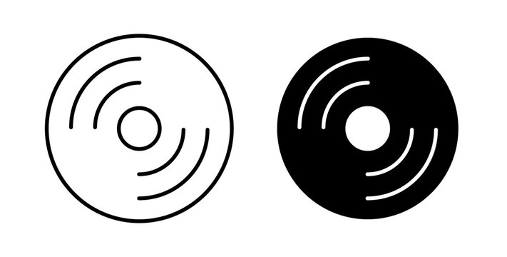 Vinyl icon flat outline in black