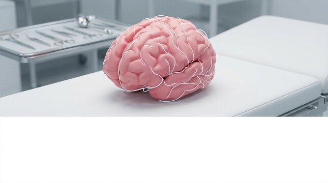 Brain model with neural mesh interface in operating room
