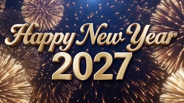 Countdown 3 2 1 happy new year 2027 golden bokeh intro animation