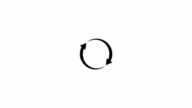 Circular refresh reload icon animation with rotating arrows. Animated rotating circular arrow for loading process update and reload refresh buffer spinning icon.