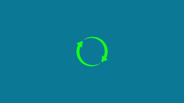 Circular refresh reload icon animation with rotating arrows. Animated rotating circular arrow for loading process update and reload refresh buffer spinning icon.