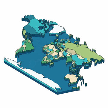 Corporate 3D Isometric Map of Canada with Color Coded Regional Divisions for Business and Market Analysis