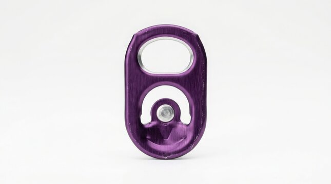 Purple metal climbing ascender device for rock climbing safety and rope access equipment gear