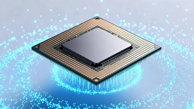 Microprocessor chip with glowing effects