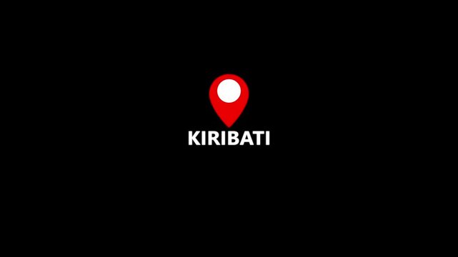 Kiribati Location Symbol. location pin on a colorful map background, GPS location pointer animated icon. map, and travel planning featuring red marker pins 4k.