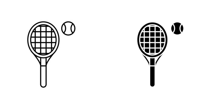 Tennis icon flat outline in black