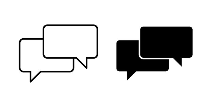 Talk bubble speech icon flat outline in black