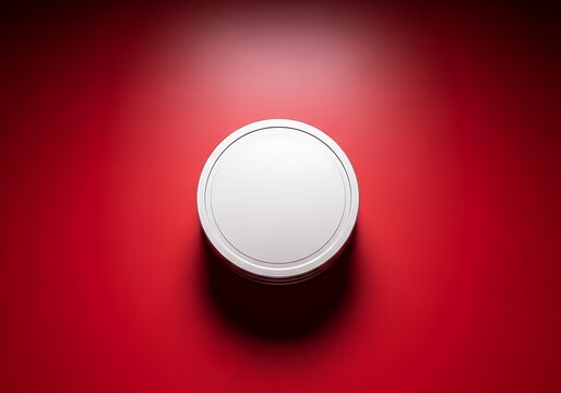 Close up of white round container on red gradient background