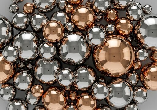 Close-up of assorted metallic beads and sequins