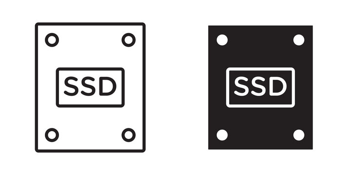 SSD drive icon flat outline in black