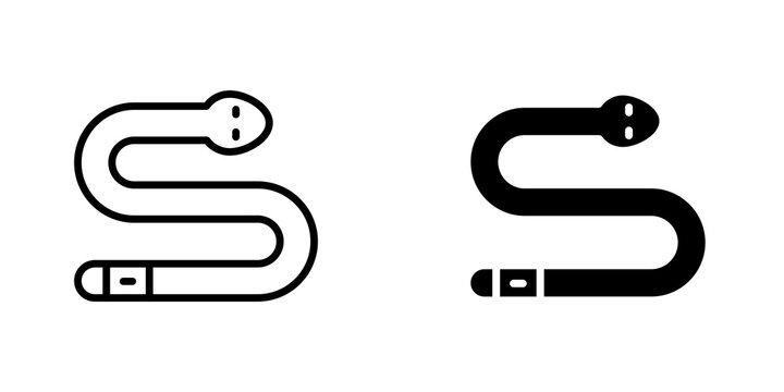 Snake icon flat outline in black