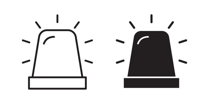 Siren icon flat outline in black