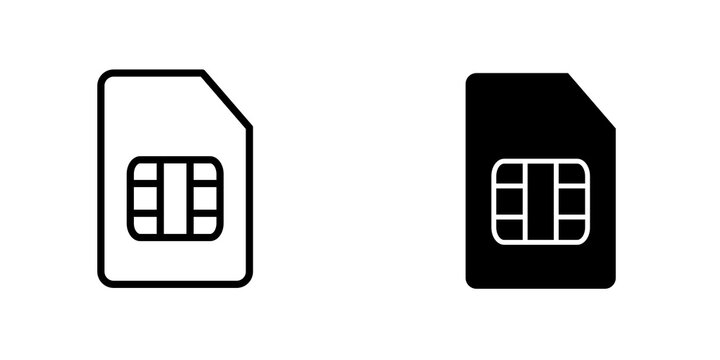 Sim card icon flat outline in black