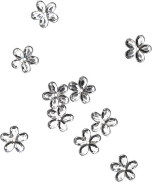 Silver Shiny Metallic Scattered Flowers Decoration
