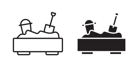 Fototapeta premium Sandbox icon flat outline in black