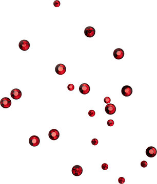 Red Shiny Metallic Scattered Rhinestones Decoration