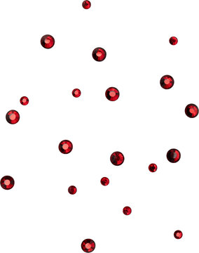 Red Shiny Metallic Scattered Rhinestones Decoration