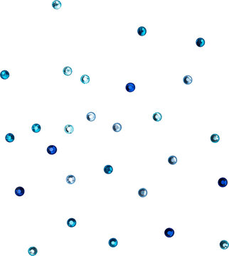 Blue Shiny Metallic Scattered Rhinestones Decoration