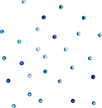 Blue Shiny Metallic Scattered Rhinestones Decoration