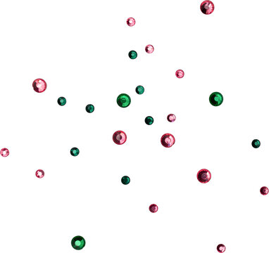 Red And Green Shiny Metallic Scattered Rhinestones Decoration