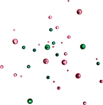 Red And Green Shiny Metallic Scattered Rhinestones Decoration