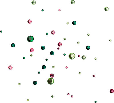 Red And Green Shiny Metallic Scattered Rhinestones Decoration
