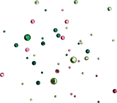 Red And Green Shiny Metallic Scattered Rhinestones Decoration
