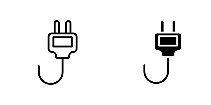 Plug icon flat outline in black