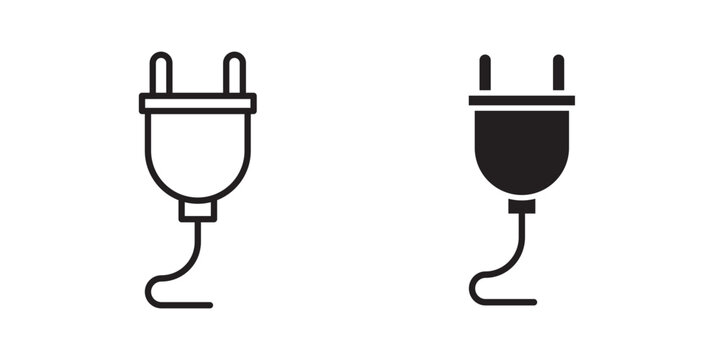 Plug icon flat outline in black