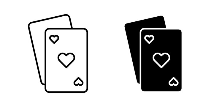 Playing cards icon flat outline in black