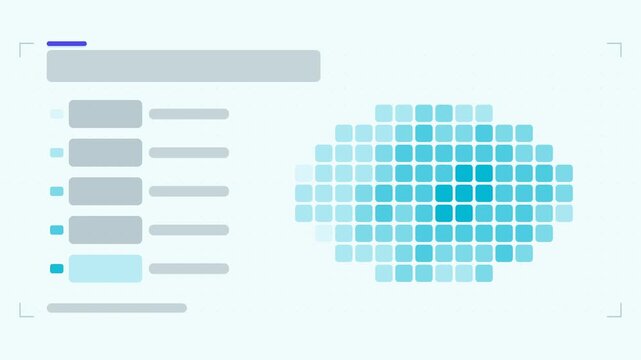 Animated population density infographic in a modern flat vector style, cells cascading in a smooth 4K loop. Blank text placeholders and teal and turquoise accents sit on a bright light background so h