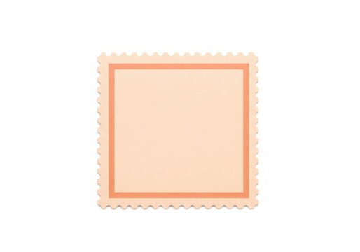 Simple minimalist peach colored postage stamp design with scalloped edge