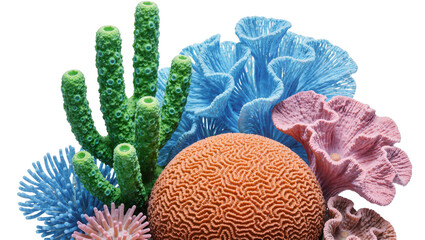 Assortment of colorful coral reef structures, isolated on transparent background © Petra