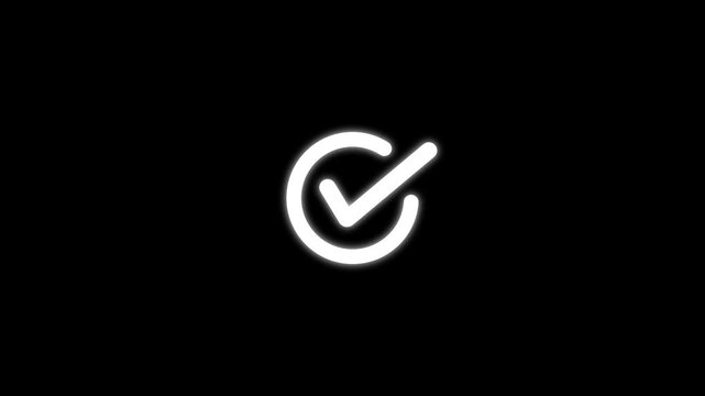 Check mark appears, tick icon animation, Success, correct or right choice, accepted icon on a transparent background.
