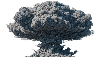 Massive grey mushroom cloud explosion, isolated on transparent background © Petra