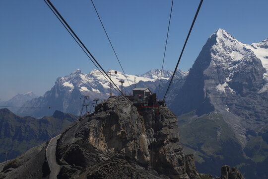 Birg cable car station with eiger mountain view