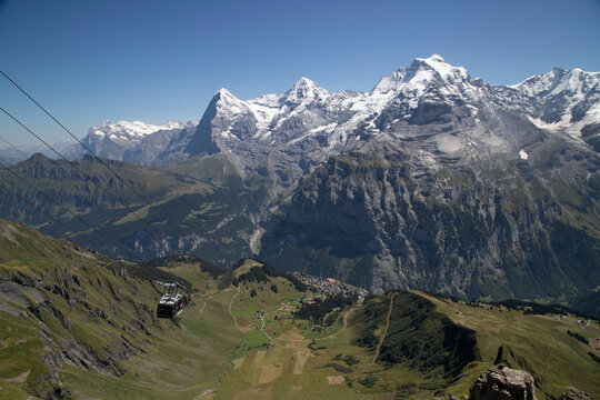 Eiger, m&ouml;nch, jungfrau mountains looking over murren valley