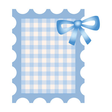 blue gingham stamp frame with blue bow