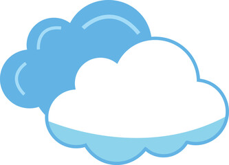 Fototapeta premium Two fluffy blue clouds against a white background silhouette