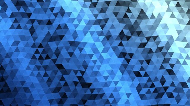 Abstract blue triangle crystal mosaic mesh undulating pulsing continuously&nbsp;light&nbsp;reflecting smoothly seamless loop animation