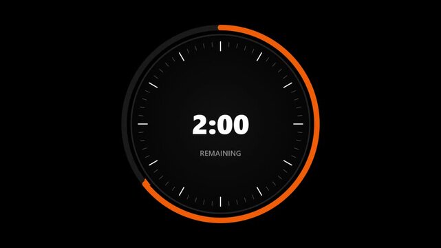Minimalist countdown timer with orange progress ring, digital clock interface for presentations and streaming