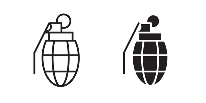 Granade icon flat outline in black