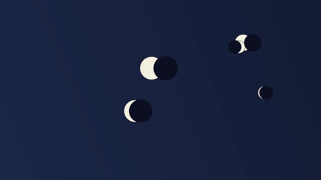 Seamless soft midnight moon phase pattern background loop