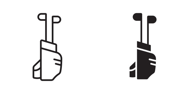 Golf bag icon flat outline in black