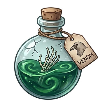 Venom skeleton hand magic potion bottle sticker  