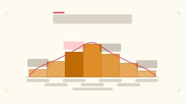 Animated histogram columns infographic in a modern flat vector style, seven columns growing in a smooth 4K loop. Blank text placeholders and orange and amber accents sit on a bright light background s
